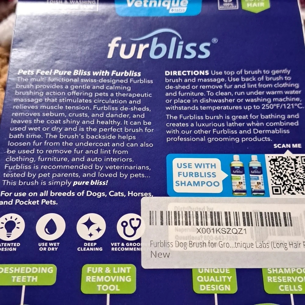 Vetnique furbliss brush for long hair pets